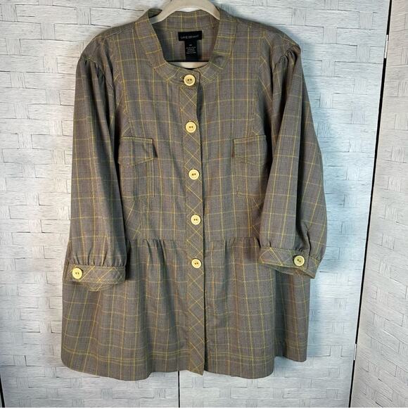 Lane Bryant plaid round collar 3/4 sleeve peplum houndstooth Y2K plus size - Picture 1 of 9